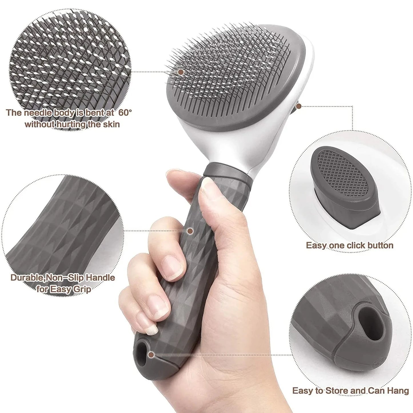 Self-Cleaning Pet Brush                 Remove loose fur, tangles, and dirt in seconds – with one-click cleaning.