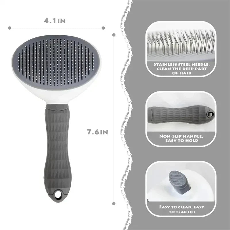 Self-Cleaning Pet Brush                 Remove loose fur, tangles, and dirt in seconds – with one-click cleaning.