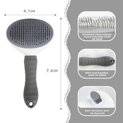 Self-Cleaning Pet Brush                 Remove loose fur, tangles, and dirt in seconds – with one-click cleaning.