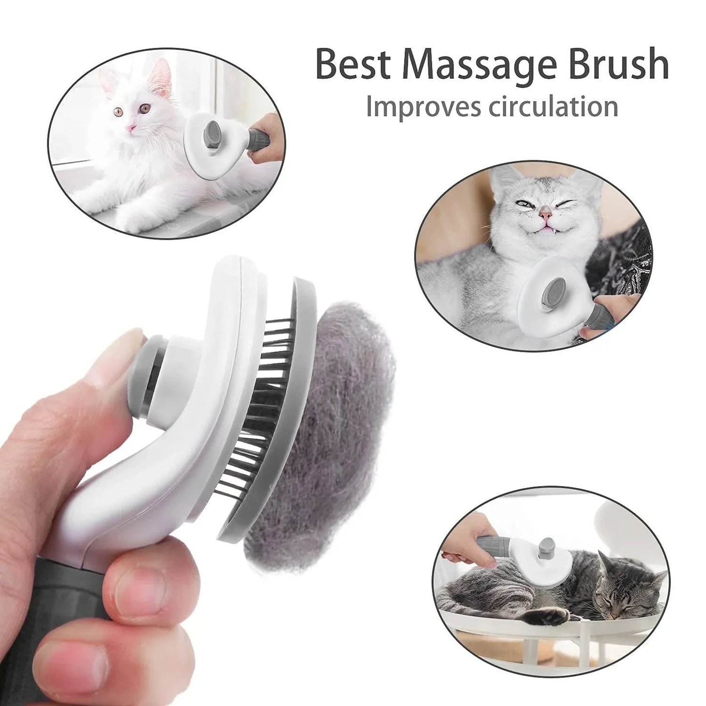 Self-Cleaning Pet Brush                 Remove loose fur, tangles, and dirt in seconds – with one-click cleaning.