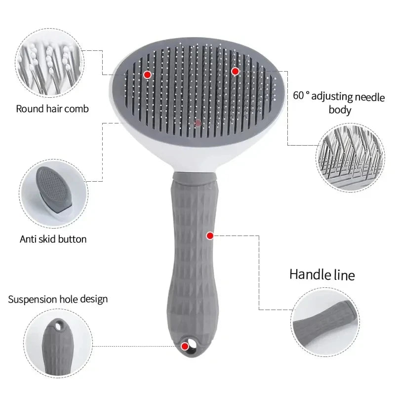 Self-Cleaning Pet Brush                 Remove loose fur, tangles, and dirt in seconds – with one-click cleaning.